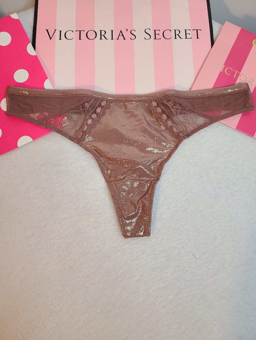 Retired VS Body By Victoria Silky Wet Look Shimmer Nylon Thong Panty Size M